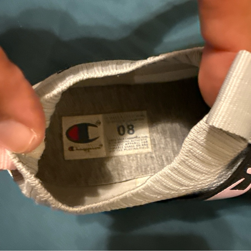 Champion Women’s Grey Pink Slip-On Sneakers Size 8 Comfort Athletic Shoes